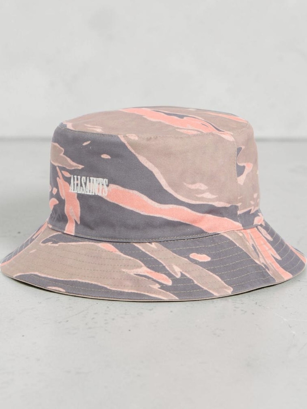 AllSaints Camo Bucket Hat in Pink & Gray, NWT